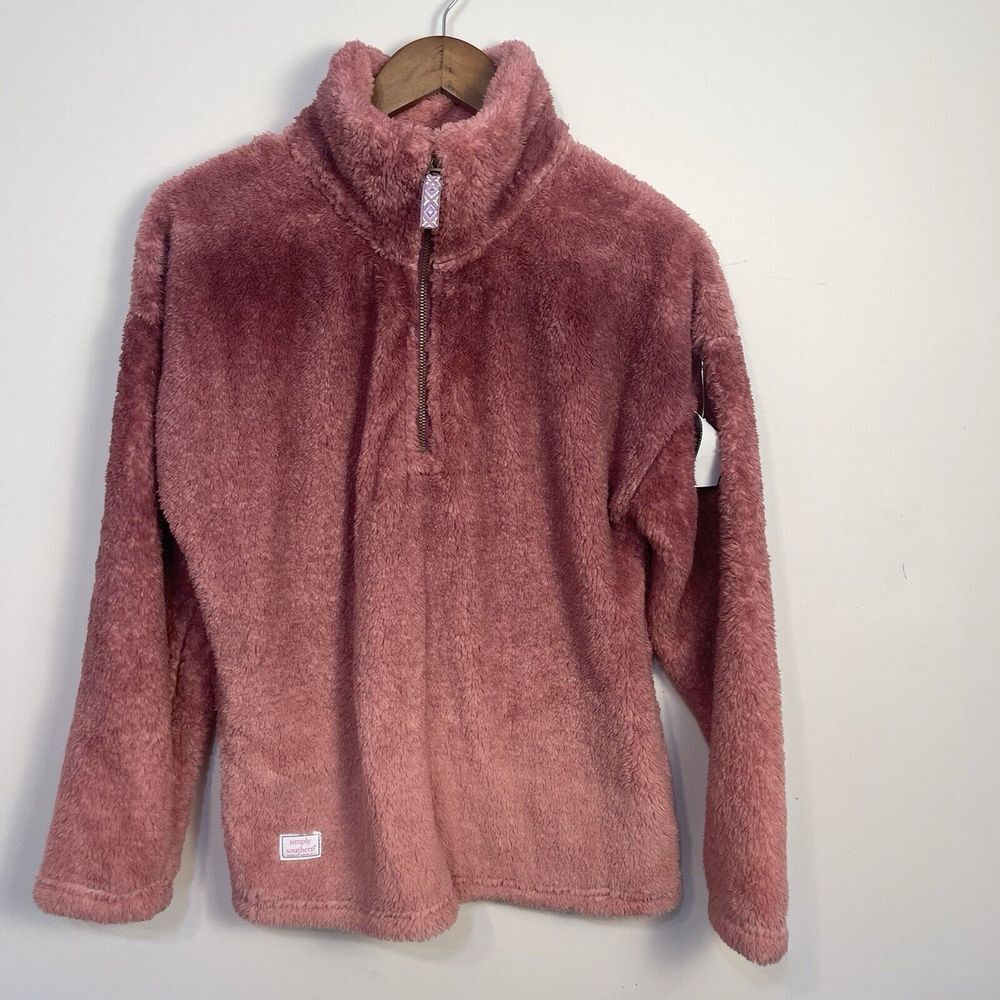 Simply Southern Women's Pullover Fleece Ombrépull Maroon 1/4 Zip Size Large